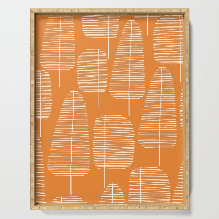 Mid Century Modern Forest Navel Orange Serving Tray Gallery Image 1