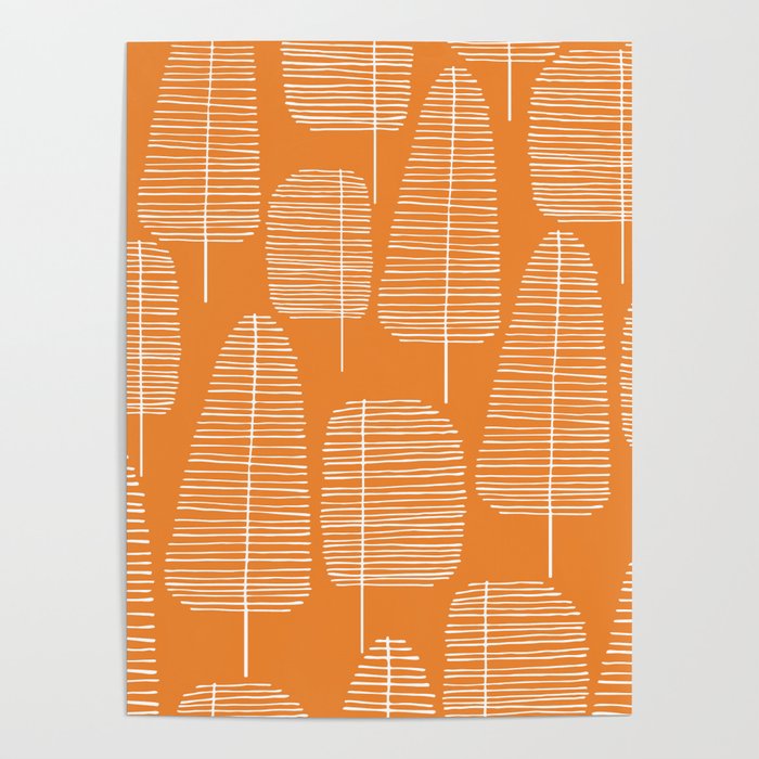 Mid Century Modern Forest Navel Orange Poster Gallery Image 4