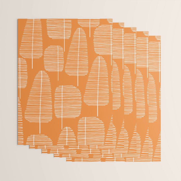 Mid Century Modern Forest Navel Orange Wrapping Paper Gallery Image 3