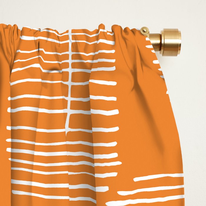 Mid Century Modern Forest Navel Orange Window Curtain Gallery Image 2