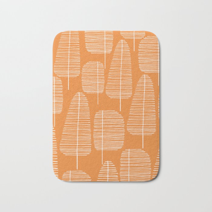 Mid Century Modern Forest Navel Orange Bath Mat Gallery Image 1