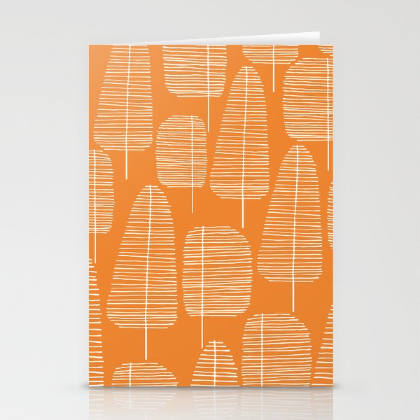 Mid Century Modern Forest Navel Orange Stationery Card Gallery Image 1