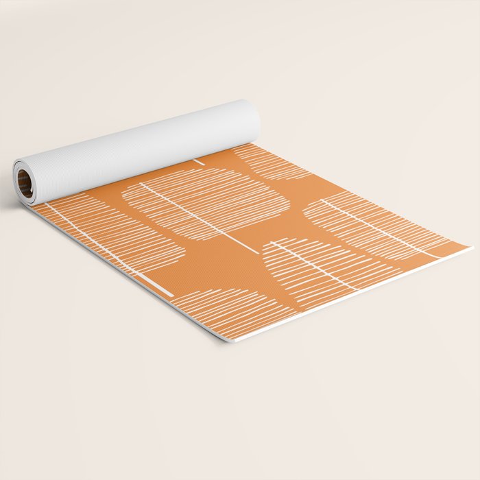 Mid Century Modern Forest Navel Orange Yoga Mat Gallery Image 2