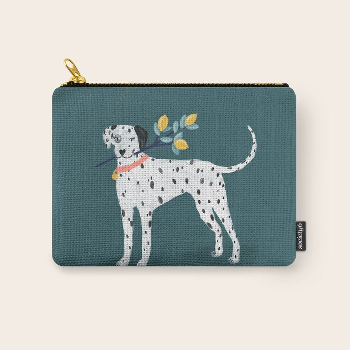 Dalmatian with Lemon Tree in Teal Carry All Pouch Gallery Image 1