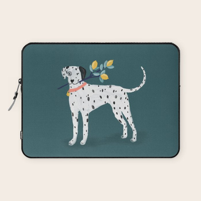 Dalmatian with Lemon Tree in Teal Laptop Sleeve Gallery Image 1