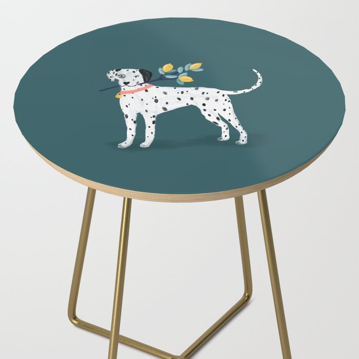Dalmatian with Lemon Tree in Teal Side Table Gallery Image 2