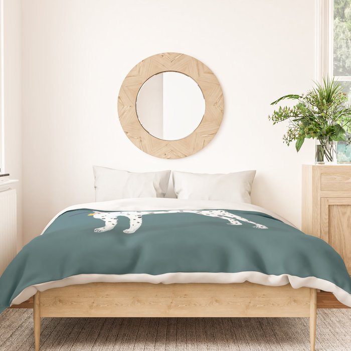 Dalmatian with Lemon Tree in Teal Duvet Cover Gallery Image 3