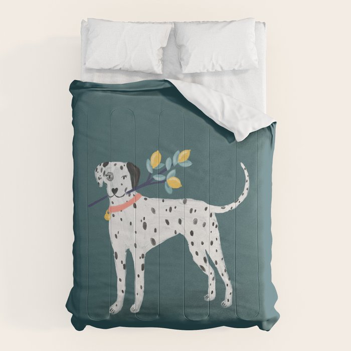 Dalmatian with Lemon Tree in Teal Comforter Gallery Image 6