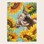 Highland Cow with Sunflowers in Blue Poster Gallery Image 4
