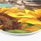 Highland Cow with Sunflowers in Blue Bath Mat Gallery Image 3