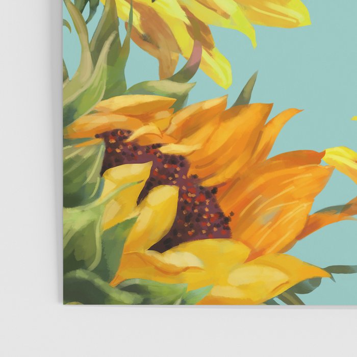 Highland Cow with Sunflowers in Blue Poster Gallery Image 3
