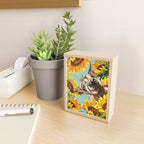 Highland Cow with Sunflowers in Blue Mini Art Print Gallery Image 2