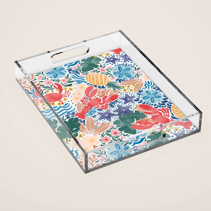 Seaside Floral Dream Acrylic Tray Gallery Image 1