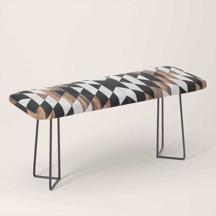 Urban Tribal Pattern No.13 - Aztec - Concrete and Wood Bench Gallery Image 1