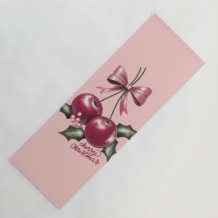 Cherry Christmas Yoga Mat Gallery Image 1