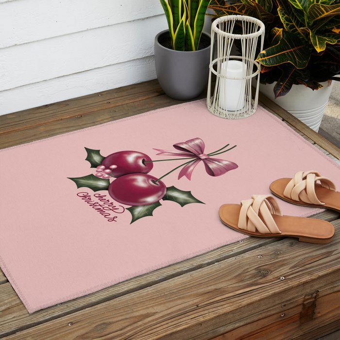 Cherry Christmas Outdoor Rug Gallery Image 2