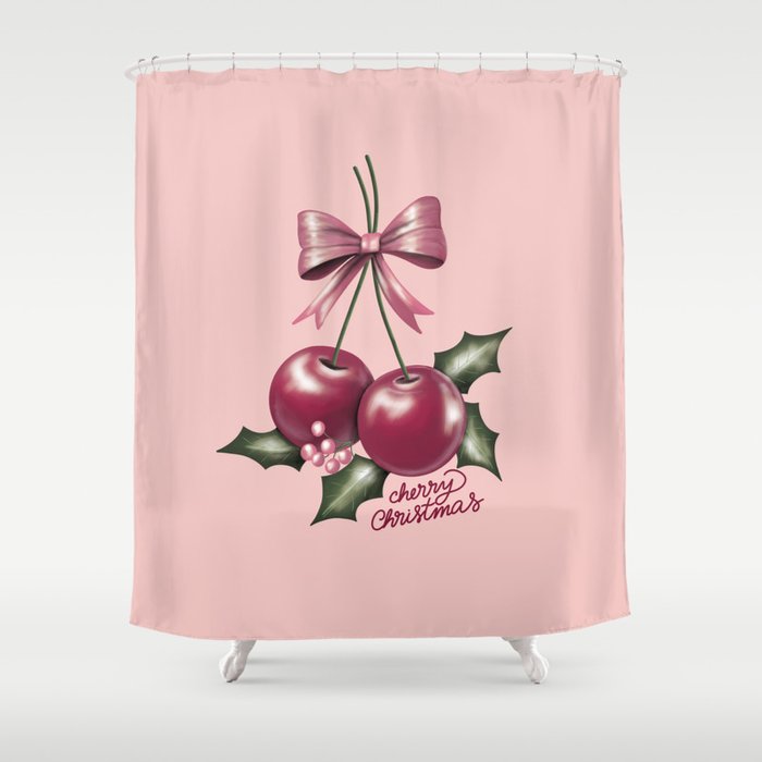 Cherry Christmas Shower Curtain Gallery Image 1