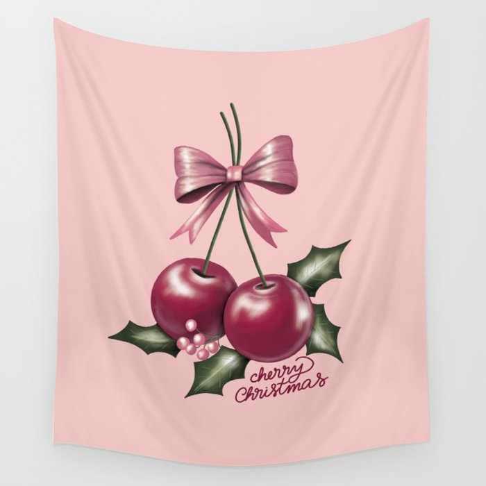 Cherry Christmas Wall Tapestry Gallery Image 4