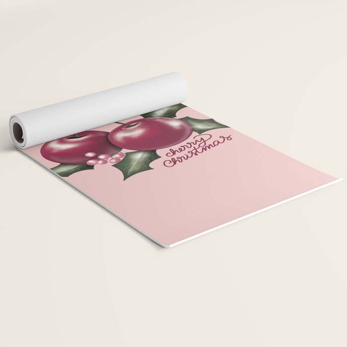 Cherry Christmas Yoga Mat Gallery Image 2