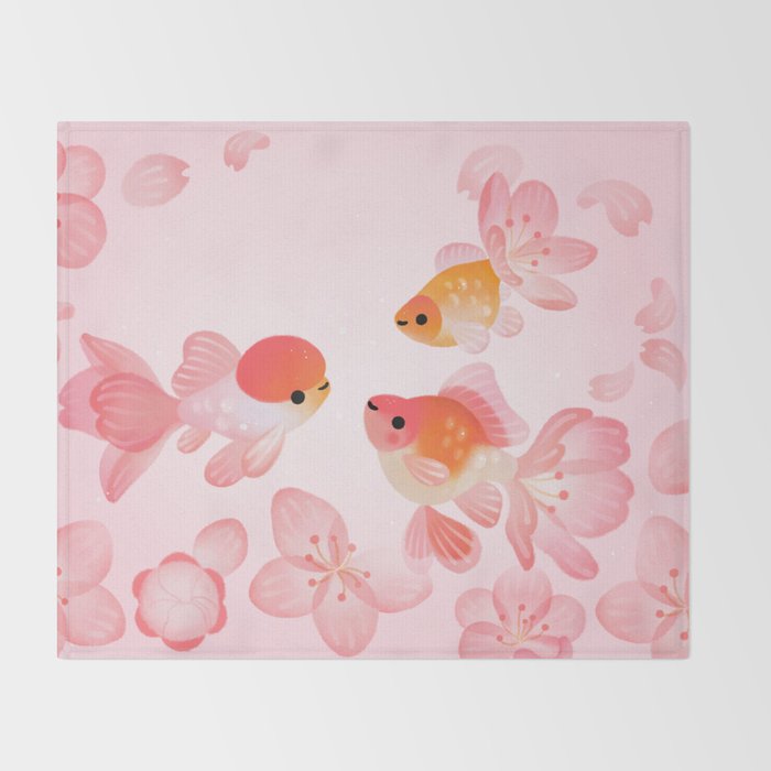 Cherry blossom goldfish Throw Blanket Gallery Image 2