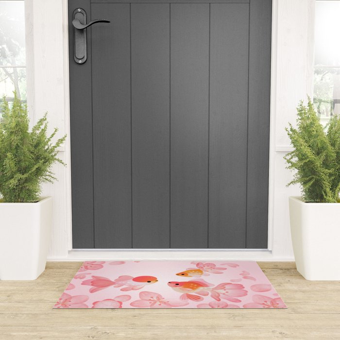 Cherry blossom goldfish Welcome Mat Gallery Image 3