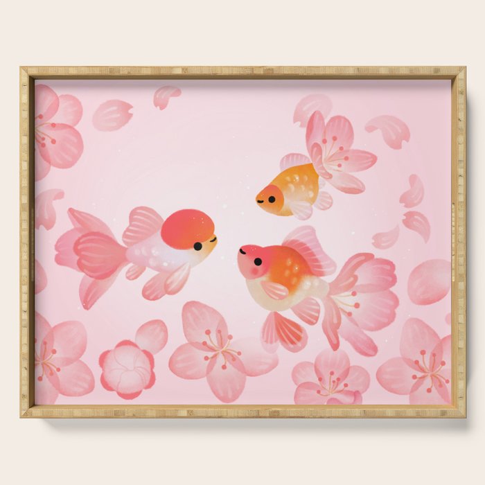 Cherry blossom goldfish Serving Tray Gallery Image 1