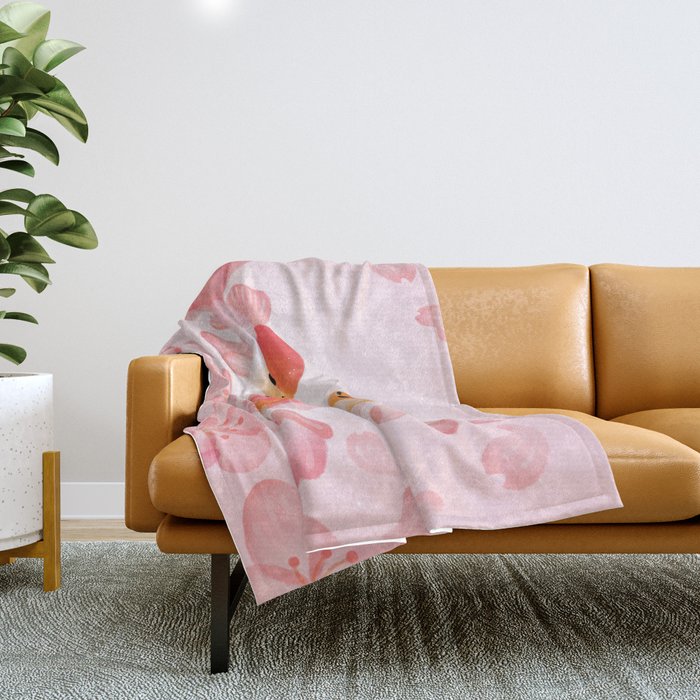 Cherry blossom goldfish Throw Blanket Gallery Image 1