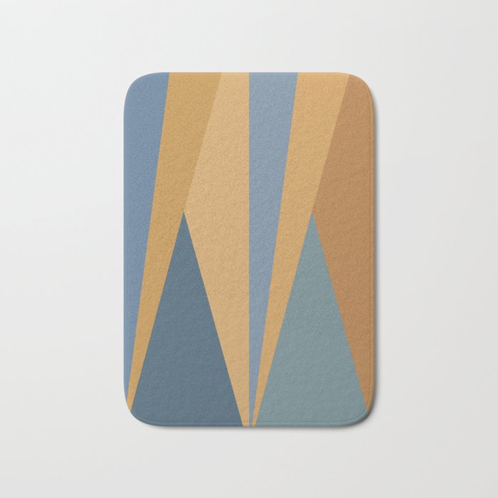 Geometric Triangles IX Blue and Orange Bath Mat Gallery Image 1