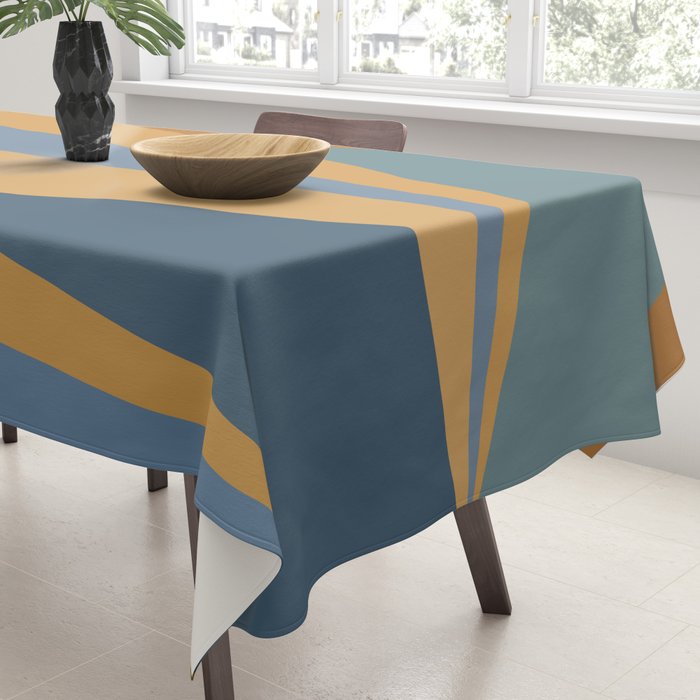Geometric Triangles IX Blue and Orange Tablecloth Gallery Image 3