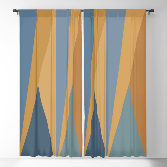 Geometric Triangles IX Blue and Orange Window Curtain Gallery Image 5