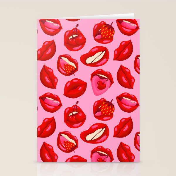 Fruity & Flirty Pattern on Light Pink Stationery Card Gallery Image 1
