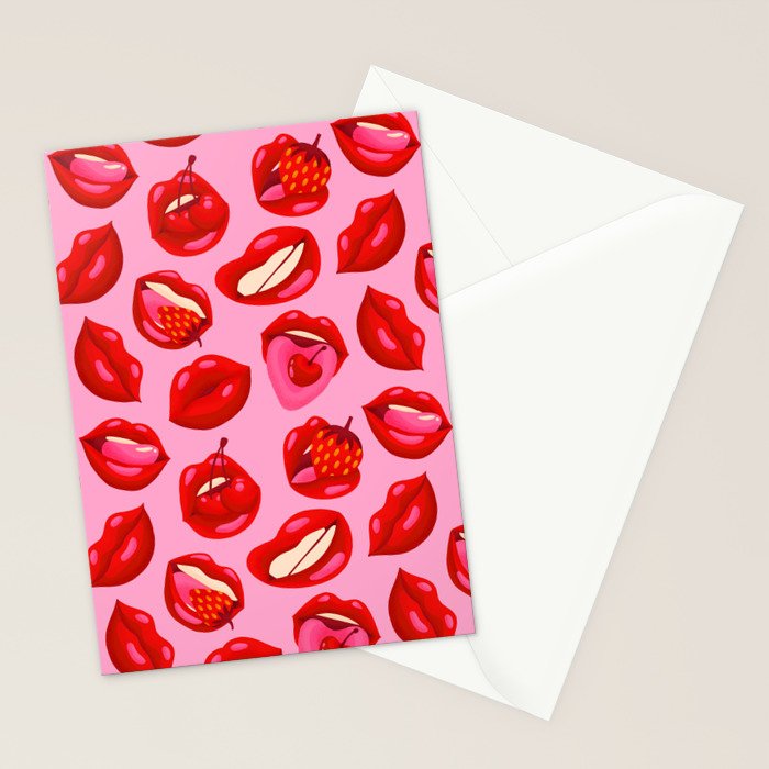Fruity & Flirty Pattern on Light Pink Stationery Card Gallery Image 2