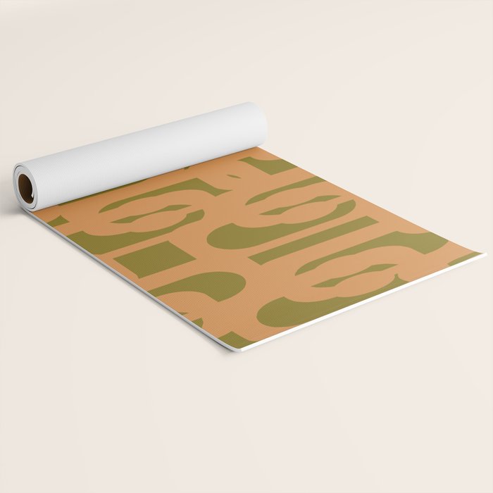 Mid Century Modern Loop Pattern in Vintage Avocado Olive Green and Cantaloupe Orange Yoga Mat Gallery Image 2