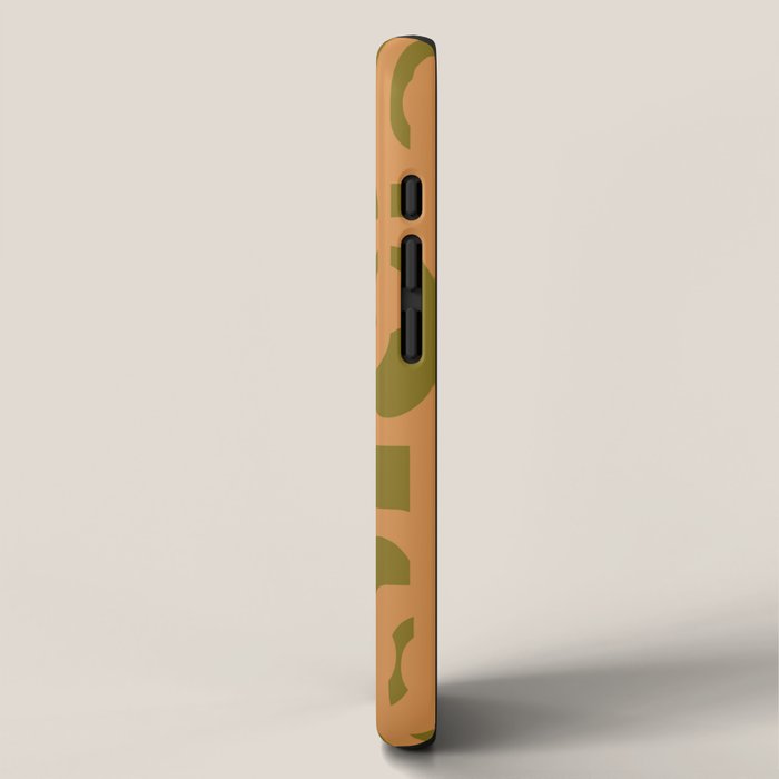 Mid Century Modern Loop Pattern in Vintage Avocado Olive Green and Cantaloupe Orange iPhone Case Gallery Image 2