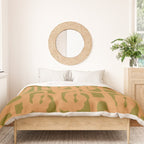 Mid Century Modern Loop Pattern in Vintage Avocado Olive Green and Cantaloupe Orange Duvet Cover Gallery Image 3