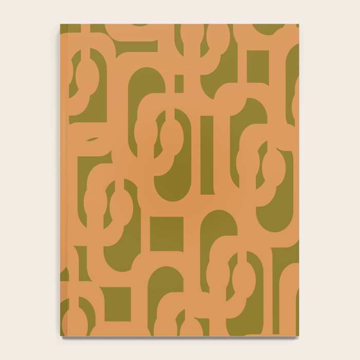 Mid Century Modern Loop Pattern in Vintage Avocado Olive Green and Cantaloupe Orange Notebook Gallery Image 4