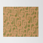 Mid Century Modern Loop Pattern in Vintage Avocado Olive Green and Cantaloupe Orange Throw Blanket Gallery Image 2