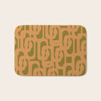 Mid Century Modern Loop Pattern in Vintage Avocado Olive Green and Cantaloupe Orange Bath Mat Gallery Image 1