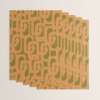 Mid Century Modern Loop Pattern in Vintage Avocado Olive Green and Cantaloupe Orange Wrapping Paper Gallery Image 3