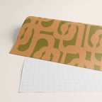 Mid Century Modern Loop Pattern in Vintage Avocado Olive Green and Cantaloupe Orange Wrapping Paper Gallery Image 2