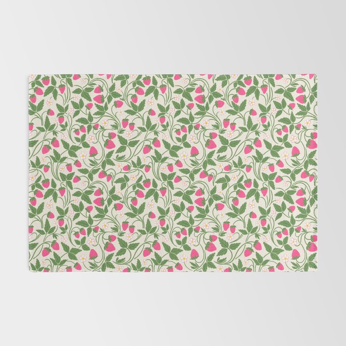 Strawberries - pink and green on alabaster Rug Gallery Image 2