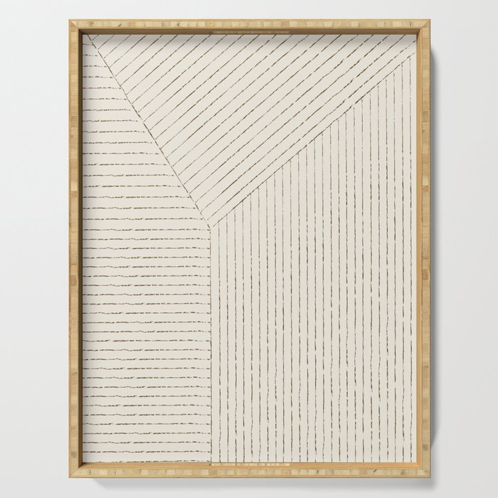 Lines (Cream & Chocolate) Serving Tray Gallery Image 1