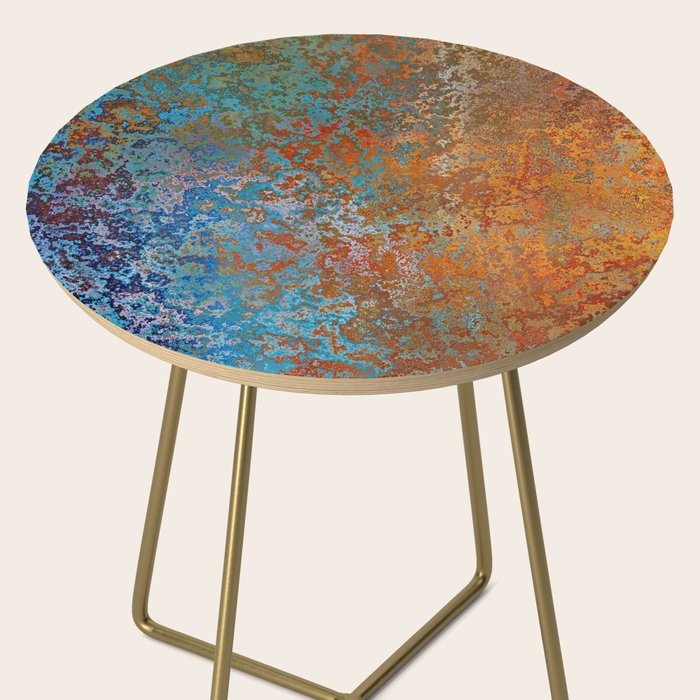 Vintage Rust, Copper and Blue Side Table Gallery Image 2