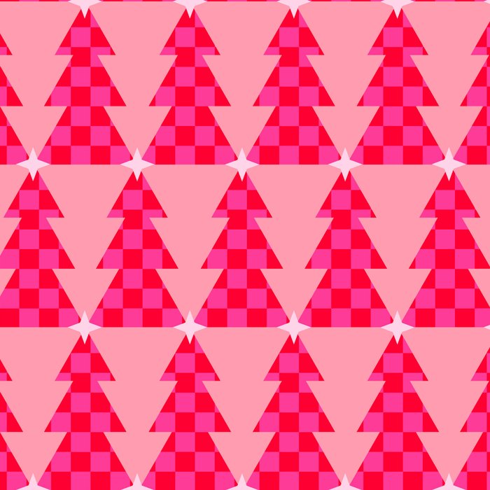 Christmas trees checkers pattern red and pink Coffee Mug Gallery Image 2