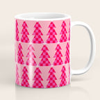 Christmas trees checkers pattern red and pink Coffee Mug Gallery Image 1