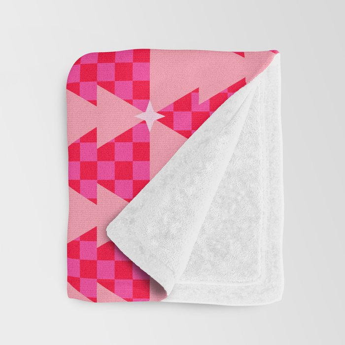 Christmas trees checkers pattern red and pink Throw Blanket Gallery Image 3