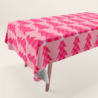 Christmas trees checkers pattern red and pink Tablecloth Gallery Image 1