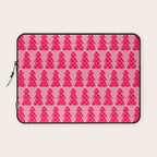 Christmas trees checkers pattern red and pink Laptop Sleeve Gallery Image 1