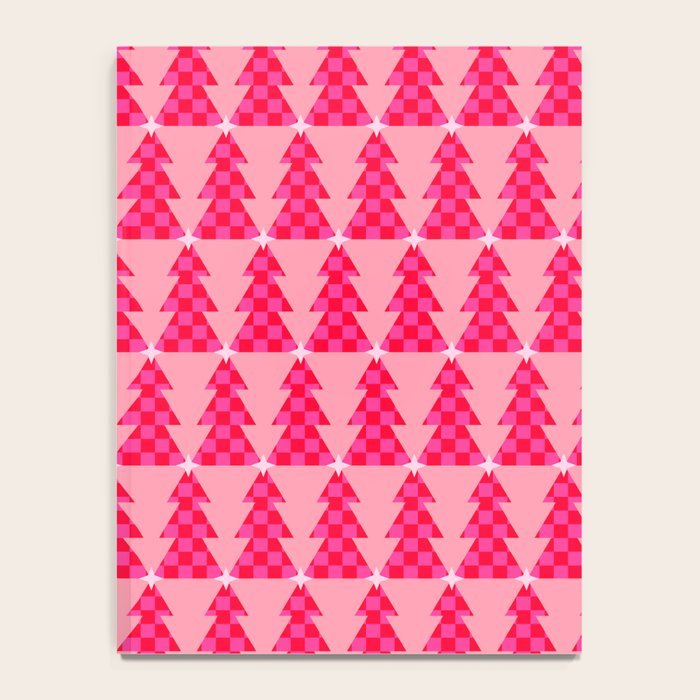 Christmas trees checkers pattern red and pink Notebook Gallery Image 4