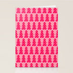 Christmas trees checkers pattern red and pink Stationery Card Gallery Image 2